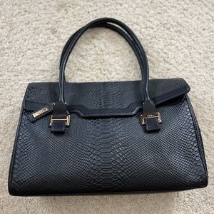 New Cole Haan briefcase bag purse handbag leather croc embossed laptop black